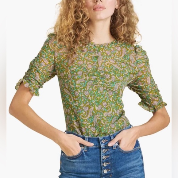 VERONICA BEARD Natuka Fern Multi Printed Blouse Size 6 - Picture 1 of 12
